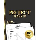 Project Planner: Work Organizer, Project Management Notebook With Checklist, Gantt Chart, Project Journal With Calendar, Schedule, Time, Large 8.5 x ... Follow Up Planning Blank Book For Men, Women