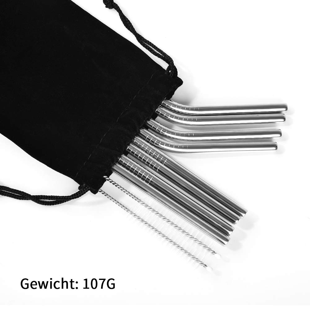 Racksoy Umweltfreundliche wiederverwendbare Edelstahl Trinkhalm Getränke Strohhalme 8,5 Zoll 4 Bent & 4 Straight für Saft Milch Kaffee 20 OZ Yeti Tumbler Soda mit 2 Reinigungsbürsten(4 gebogene, 4 gerade Strohhalme, 2 Reinigungsbürsten.)