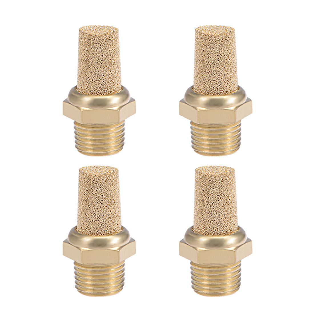 sourcingmap 1/8 PT Sintered Bronze Exhaust Muffler with Brass Body Protruding 4pcs