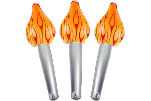 PETIT MANON 3 PCS Inflatable Torch Fun Torch Inflates For Halloween Cosplay, 16inch Fake Torch Plastic Torch Prop For Halloween Cosplay Party Decorations Medieval Luau Themed Party Sports Competitions