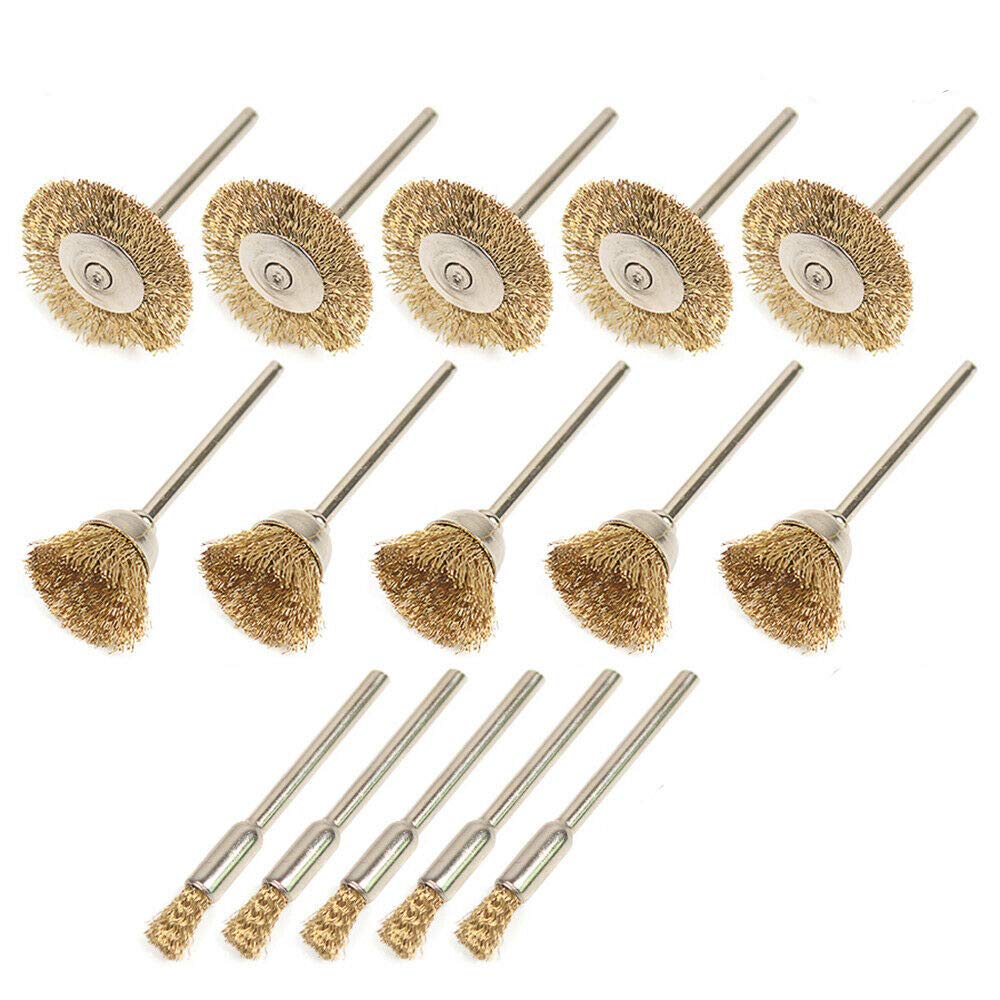 15Pcs Wire Brushes Soft Rotary Tool Brass Wire Brush Cleaning Polishing Dusting Set
