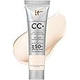 IT Cosmetics Your Skin But Better CC+ Cream Travel Size - Color Correcting Cream, Full-Coverage Foundation, Hydrating Serum & SPF 50+ Sunscreen - Natural Finish - 0.4 fl oz