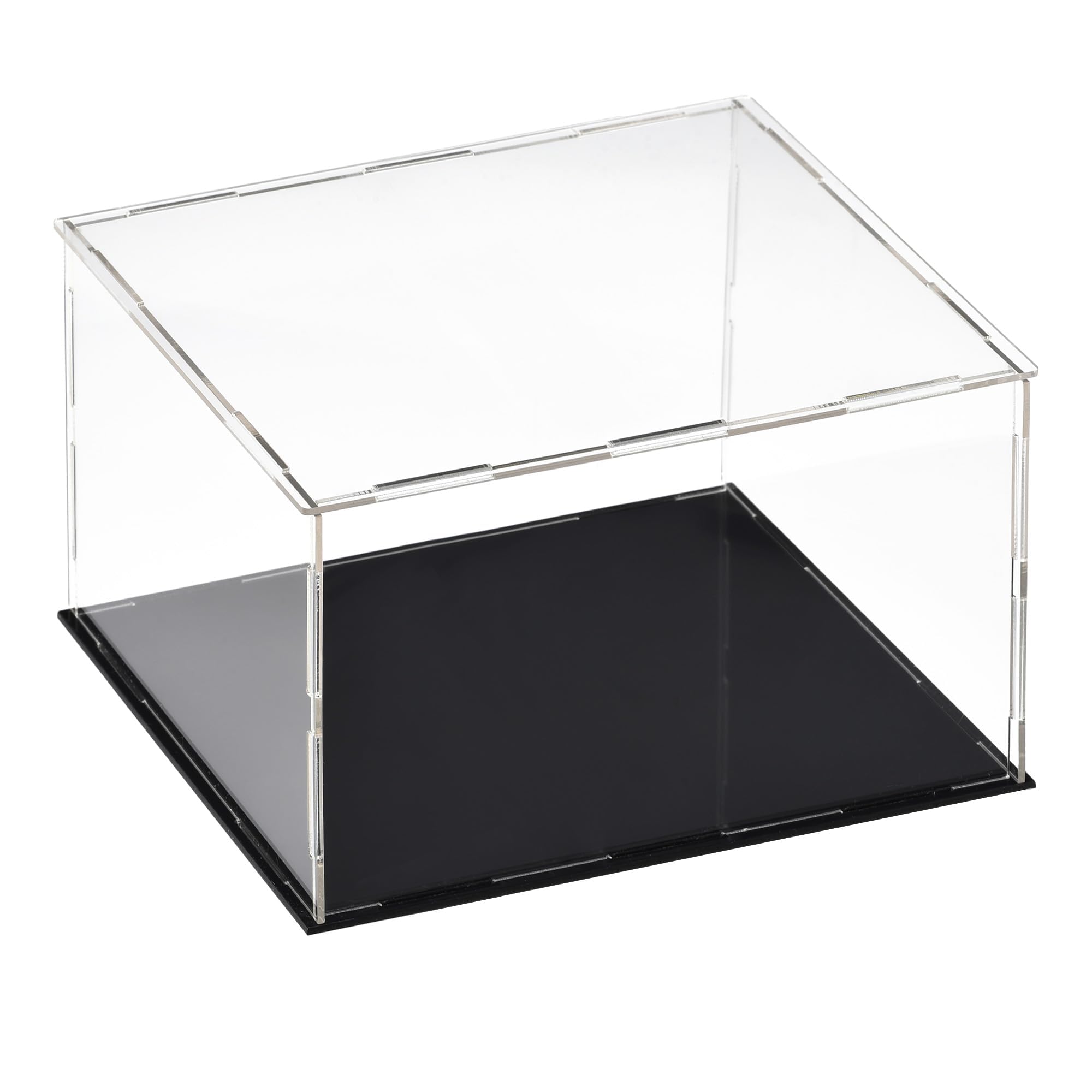 Recogwood Acrylic Clear Display Case, 30 x 30 x 25cm Assemble Countertop Box Cube Organizer Stand Dustproof Protection Showcase with Black Base for Action Figures Toys Collectibles