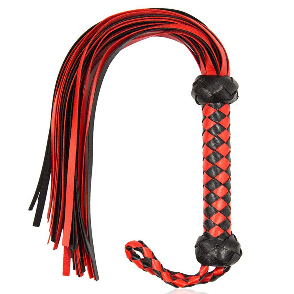 SUNGOOYUE Artificial Leather Horse Riding Whip for Horse Training Crop Whip (Red+black)