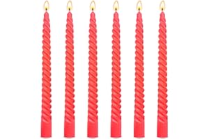 BEILISEN 6 Pack 10 Inch Pastel Red Spiral Taper Candles for Christmas and Holiday Home Decoration, Unscented Dripless Twisted Candlesticks for Dinner Party Wedding Valentine's Day and Religious Service