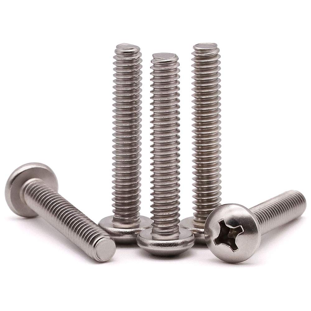Photo 1 of #8-32 x 2 inch (50 pcs) Phillips Pan Head Machine Screw Bolt, 304 Stainless Steel 18-8 Rounded Head Screws, UNC Full Thread, Bright Finish