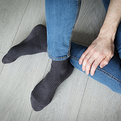 NUDUS Men's Bamboo Dress Socks, 5-Pair Gift Box, Super Breathable, Soft, Thin and Non Slip