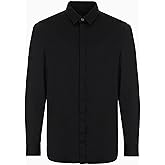 Armani Exchange Mens Long Sleeve Solid Slim Button Down Shirt