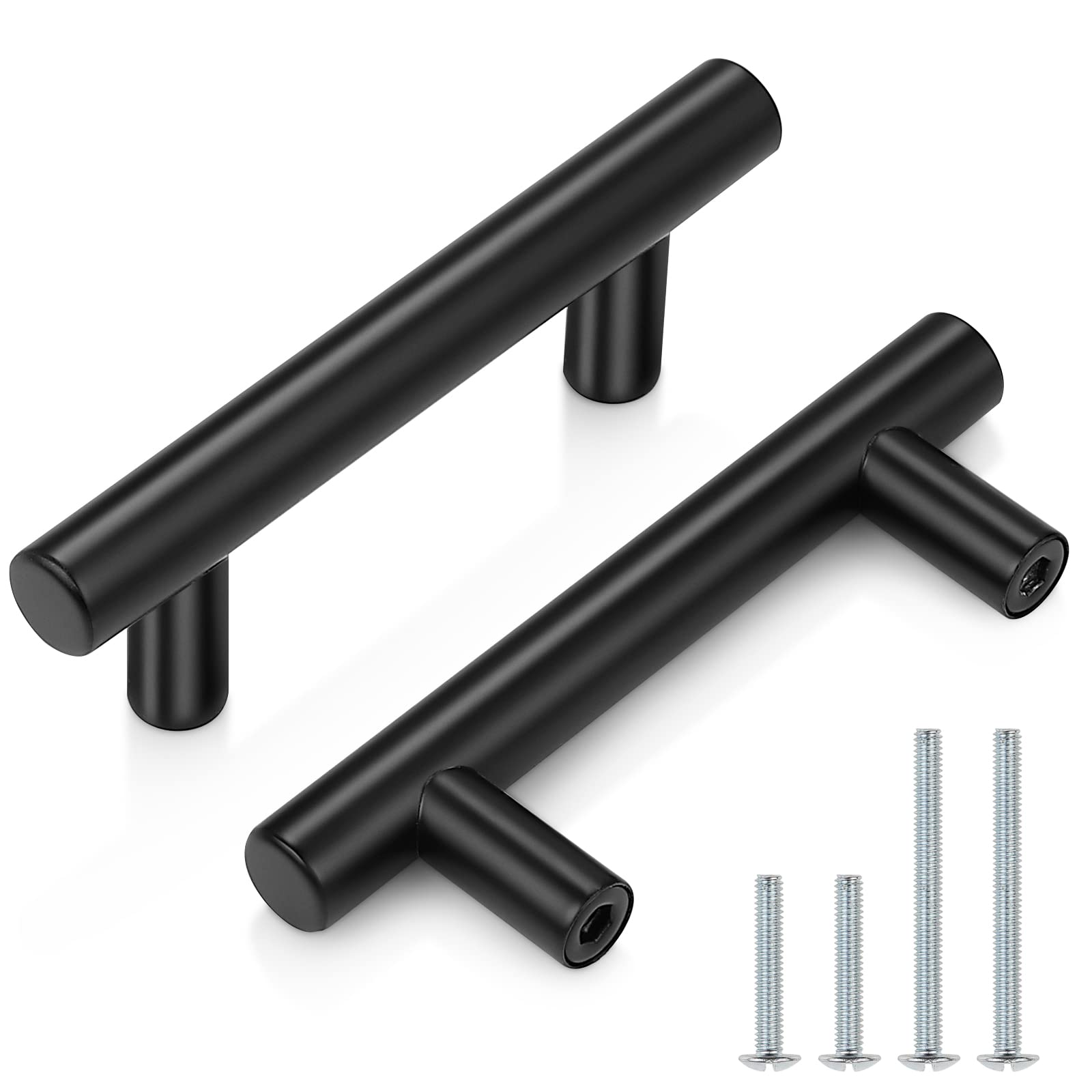 Photo 1 of (silver) Probrico (5 Pack 2-1/2 inch Center-to-Center Black Bar Cabinet Pulls, 2 1/2 inch Drawer Pulls, Modern Cabinet Hardware Kitchen Cabinet 