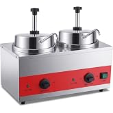 Double Heads Cheese and Chili Warmer with Pump and Laddle,7 Qt Capacity (Double Pumps)