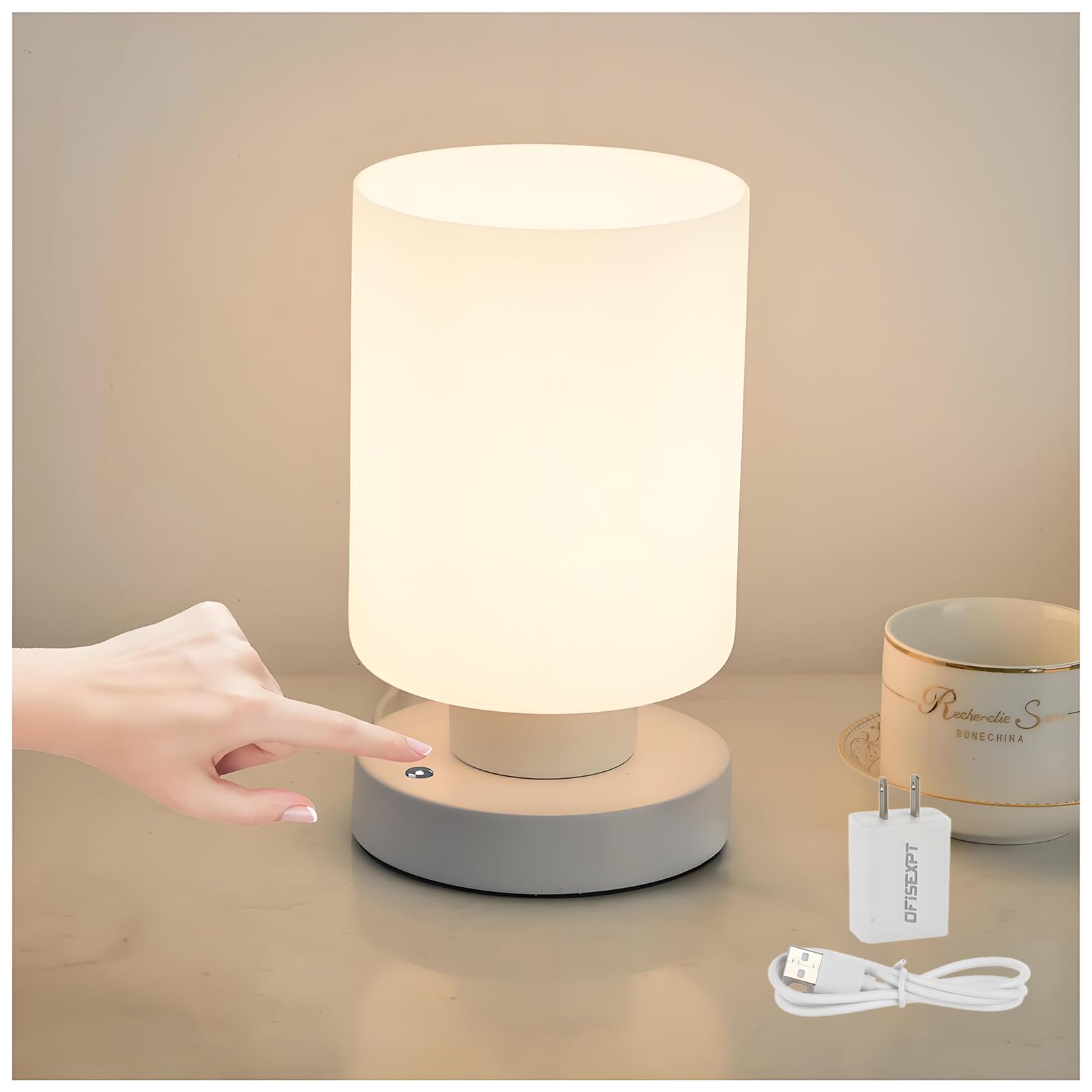 Photo 1 of Wireless Rechargeable Bedside Table Lamps?5200mah Battery Operated, Stepless Dimming, Touch Lamps for Nightstand, 3000k Led Bulb, Simple Design
