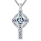 LOOVE Celtic Cross Tree of Life Necklace for Women Sterling Silver Thor Hammer Tree of Life Pendant Irish Knot Cross Amulet Tree of Life Jewelry