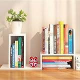Hossejoy Wood Adjustable Bookshelf Bookcase White Expandable Desktop Storage view 3