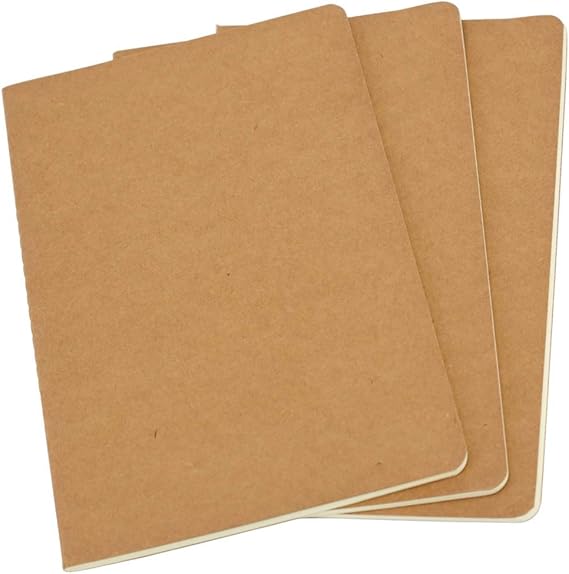 3 Pack A5 Kraft Brown Soft Cover Notebook 210 mm x 140 mm 60 Lined