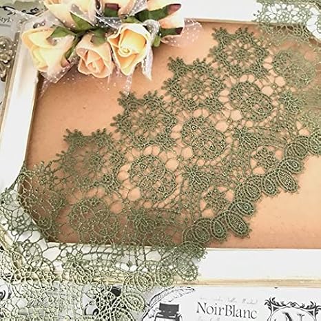 Amazon レース リボン 手芸 幅広 花レース 花柄 緑 装飾 素材 材料 衣装 グリーン レース 通販