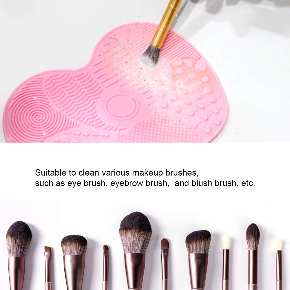 Makeup Brush Cleaning Mat, Make Up Brush Cleaner Silicone Portable Brush Cleaner Mat with Suction Cup Pack of 2 (Pink+Green): Beauty