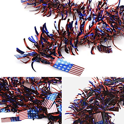 image for N&T NIETING Patriotic Wreath, 15Inch American Flag Tinsel Wreath with 