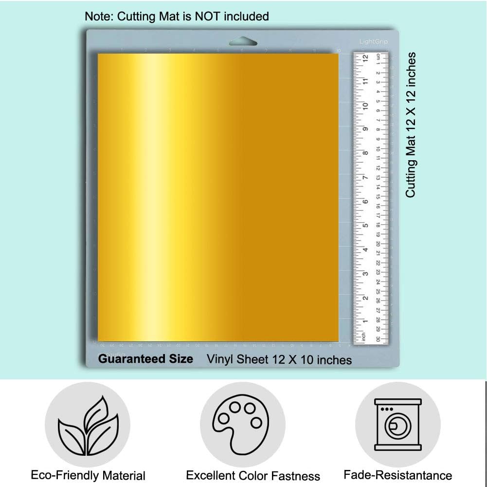 TeeArtist Gold Metallic Iron On Heat Transfer Vinyl Foil HTV for T-Shirts, 12"x10" Sheets, Easy to Cut and Weed for Silhouette Cameo, Cricut, All Craft Cutters (Pack of 5): Kitchen & Dining