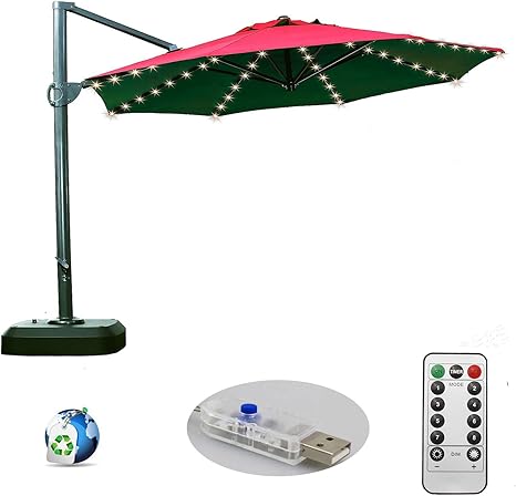 Usb Plug In Patio Umbrella Lights Remote Control And Timer 8 Ribs 104 Led String Decor Lights For Restaurant Coffee Shop Outdoor Garden Backyard Holidays Party Warm White Amazon Com