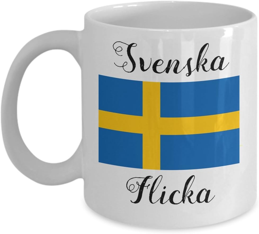 Swedish Coffee Mug - Svenska Flicka Cup with Swedish Flag