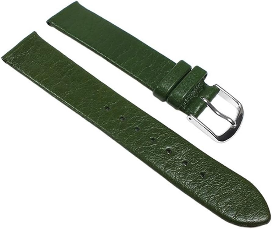 Eulit Replacement Band Watch Band Leather Strap Dolly green 22678S, width:16mm