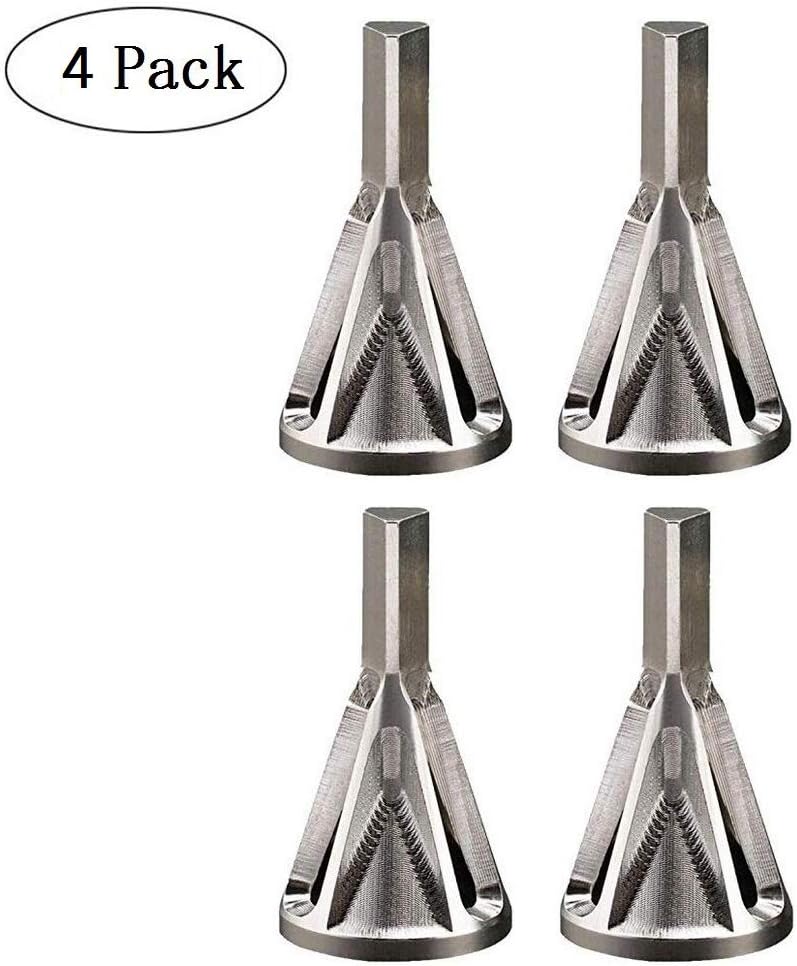 Deburring External Chamfer Tool for External Outer Diameter Chamfering, Pack of 4 Stainless Steel Remove Burr Tools for Drill Bit, Fits Size 8-32 Bolts
