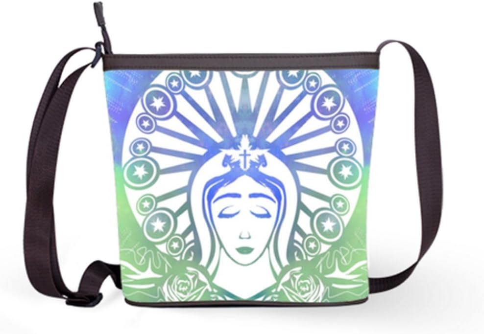 Popular Lady Women Shouder Bag Cross Body Bag Soulder Bag with Blessed Virgin Mary Portrait Print.