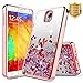 Galaxy Note 3 Case with [Tempered Glass Screen Protector] NageBee Quicksand Liquid Floating Glitter Flowing Sparkle Bling Luxury Clear Soft Case for Galaxy Note 3 Note III N9000 (Rose Gold)