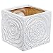 MyGift 6 Inch Decorative Spiral Design Square White Ceramic Plant Flower Container Pot/Windowsill Planter