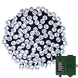 [Rechargeable Battery Included] easyDecor Battery Operated String Lights 200 LED 72ft with Automatic Timer 8 Mode Christmas String Lights for Xmas Garden Outdoor Path Holiday Decoration (White)