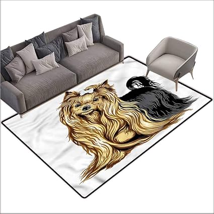 Amazon Com Bathroom Rug Kitchen Carpet Yorkie Long Haired