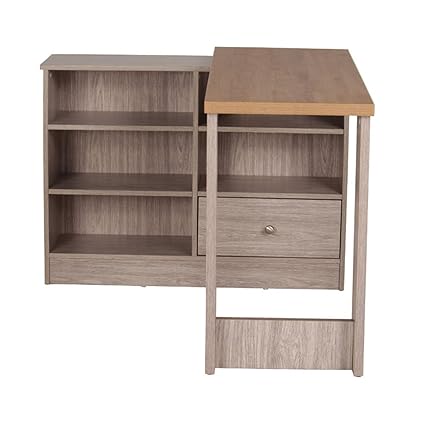 Woodness Chicago Engineered Wood L-Shaped Computer Desk (Matte Finish, Grey Oak)