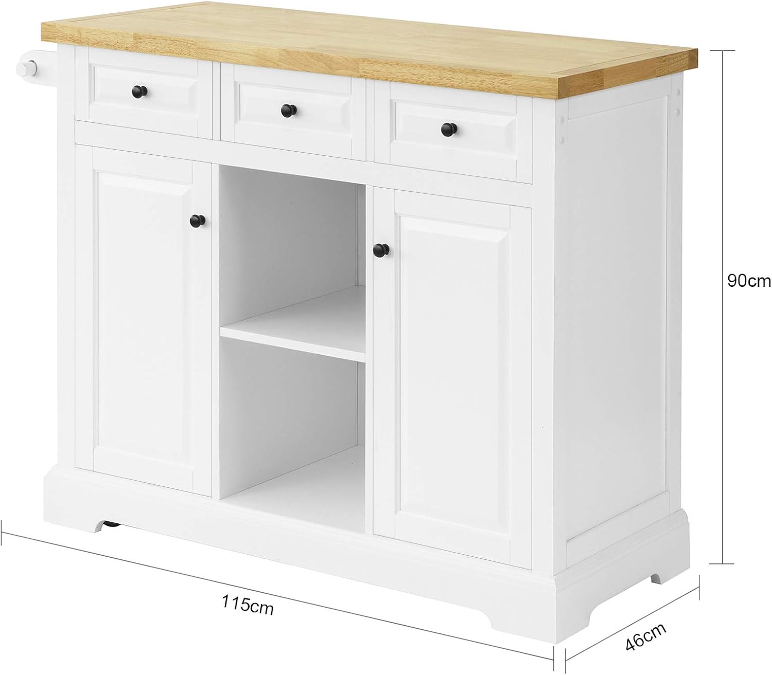 SoBuy FKW101-WN Kücheninsel mit Arbeitsplatte Küchenwagen mit 2 Türen