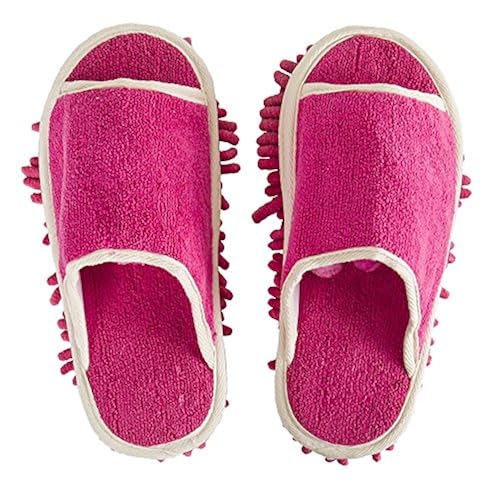 Slipper Genie Microfiber Women's Slippers for Cleaning and Dusting, Women's House Slippers, Multi-Surface Cleaner, Dust Cleaning Tool, Pink, Fits Women Size 6-9 Health & Household, Household Supplies, Cleaning Tools, Dusting, Dust Mops & Pads