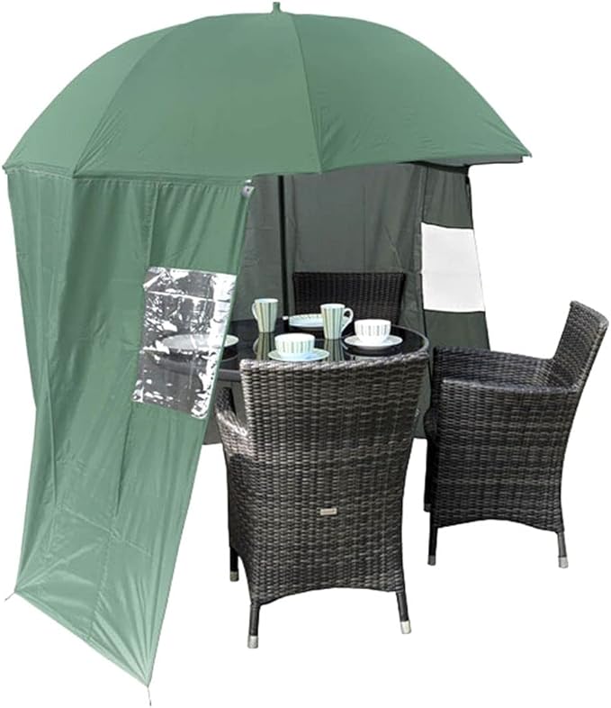 3M Green Parasol Garden Umbrella with Zip On Sides Sun Shade UV
