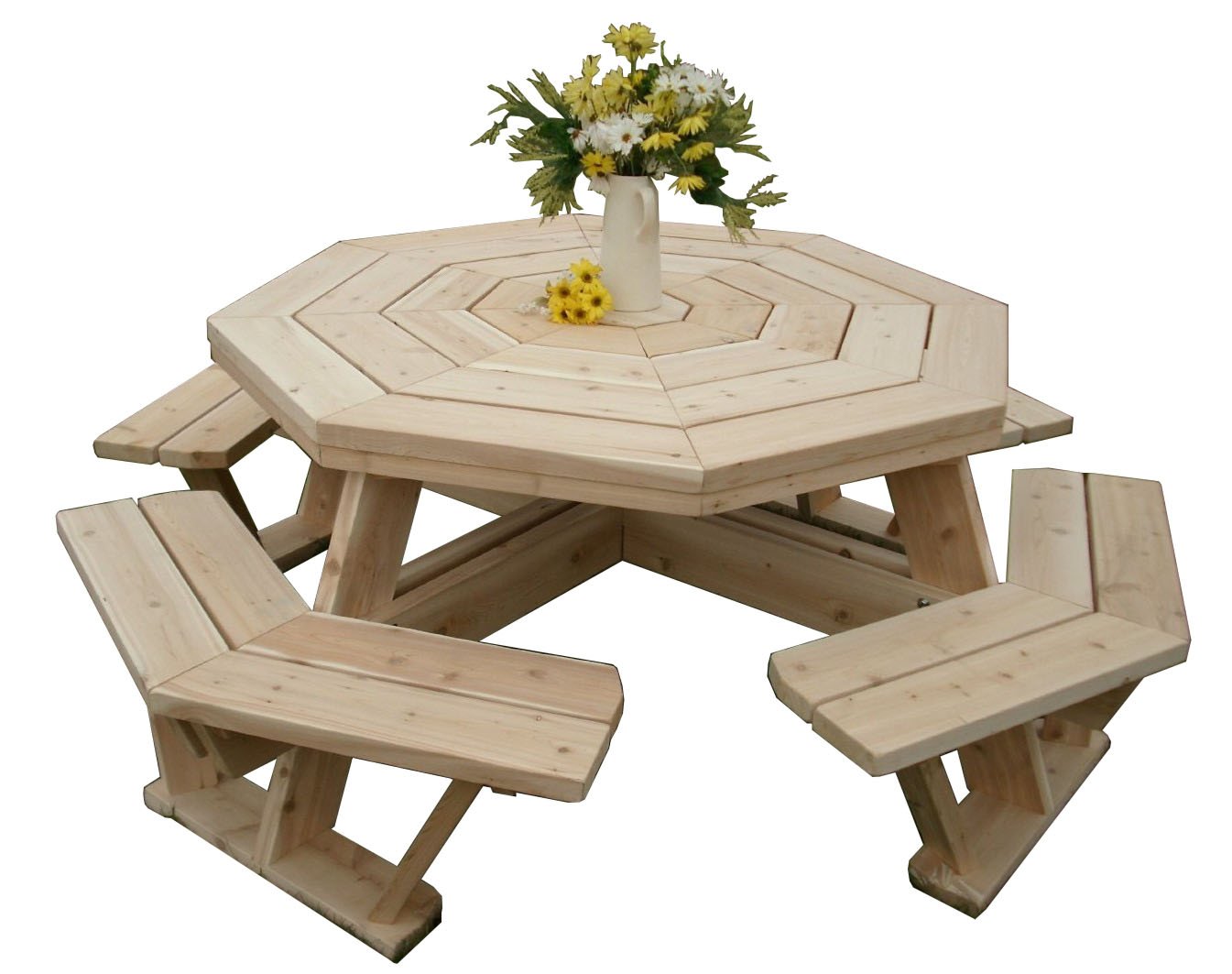 White Cedar Octagon Walk In Picnic Table Amazon Co Uk Garden