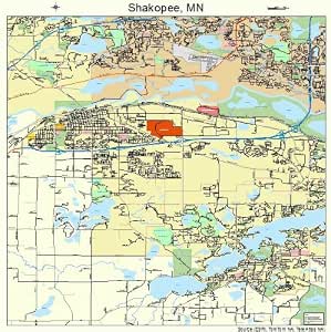 Amazon.com: Large Street &amp; Road Map of Shakopee, Minnesota MN - Printed poster size wall atlas ...