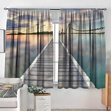 Amazon Com Anzhutwelve Ocean Curtain Rods Pontoon Pier Idyllic