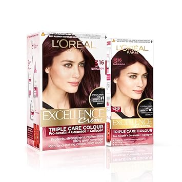 L'Oreal Paris Excellence Creme Hair Color, 3.16 Burgundy, 222g (172ml+50ml) - Combo pack of 2
