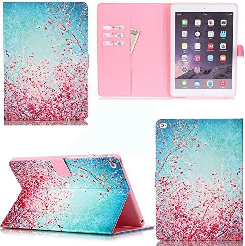 ipad mini 4 Case,Colorful Pattern Smart Case [Card Slot/Stand Function] ipad mini 4 PU Leather Fashion Case Flip Magnetic Cover Protective Cute Stand Case For ipad mini 4 (Red Flower)