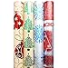 Premium Christmas Holiday Wrapping Paper Rolls - Pack of 4 Rolls 65SQFT Hot Stamp Christmas Ornaments and Tress on Kraft Metallized Snowflake and Trees