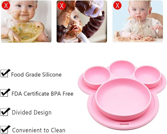 Assiette Enfant Compartiment Sans Bpa Cuillere Bebe Souple Vaisselle Yuccer Assiettes En Silicone Pour Bebes Rose Le Repas De Bebe Bebe Puericulture Schoolofbabywearing Com