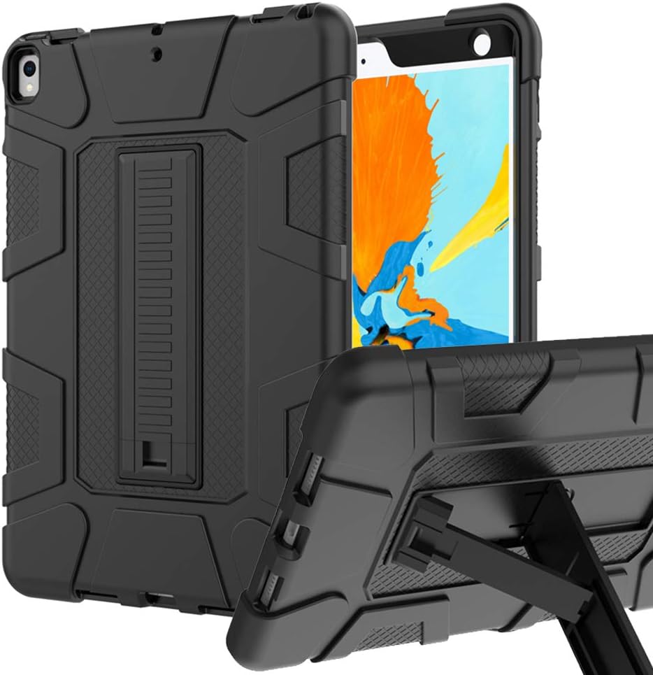 Piagle iPad Air 3 Case, Hybrid Three Layer Armor Shockproof Rugged Drop Protection Cover Built With Kickstand for iPad Air 3rd Generation 10.5 inch 2019 / iPad pro 10.5 inch (Black)