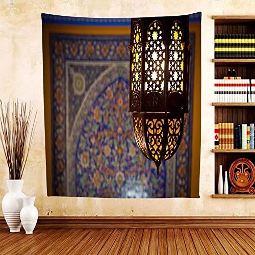 Keshia Dwete Custom tapestry lantern lamp in a traditional islamic style