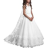 PLwedding Lace Flower Girls Dresses Kids First Communion Dress Princess Wedding Pageant Ball Gown
