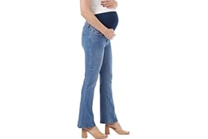 Maiamae Maternity Flared Jeans with Over‑Belly Waistband, Stretch Bootcut Denim Pregnancy