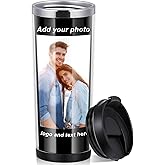 Lallisa 4 Pcs Photo Travel Mug with Picture Customized Tumblers Valentines Day Personalized Photo Stainless Steel Tumbler Insert Double Wall Mug for Anniversary Wedding Birthday Gift (classic, 12 Oz)