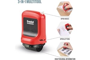 Trodat ID Protector+ Ink Roller – Identity Theft Protection Roller Stamp with Integrated Box & Letter Opener (3in1) – incl. 3