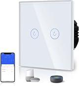 BSEED Smart Light Switch 2 Gang 1 Way with Neutral White Glass Panel view 1