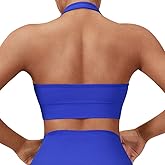 SUUKSESS Women Seamless Halter Sports Bra Open Back Padded Workout Crop Tank Tops